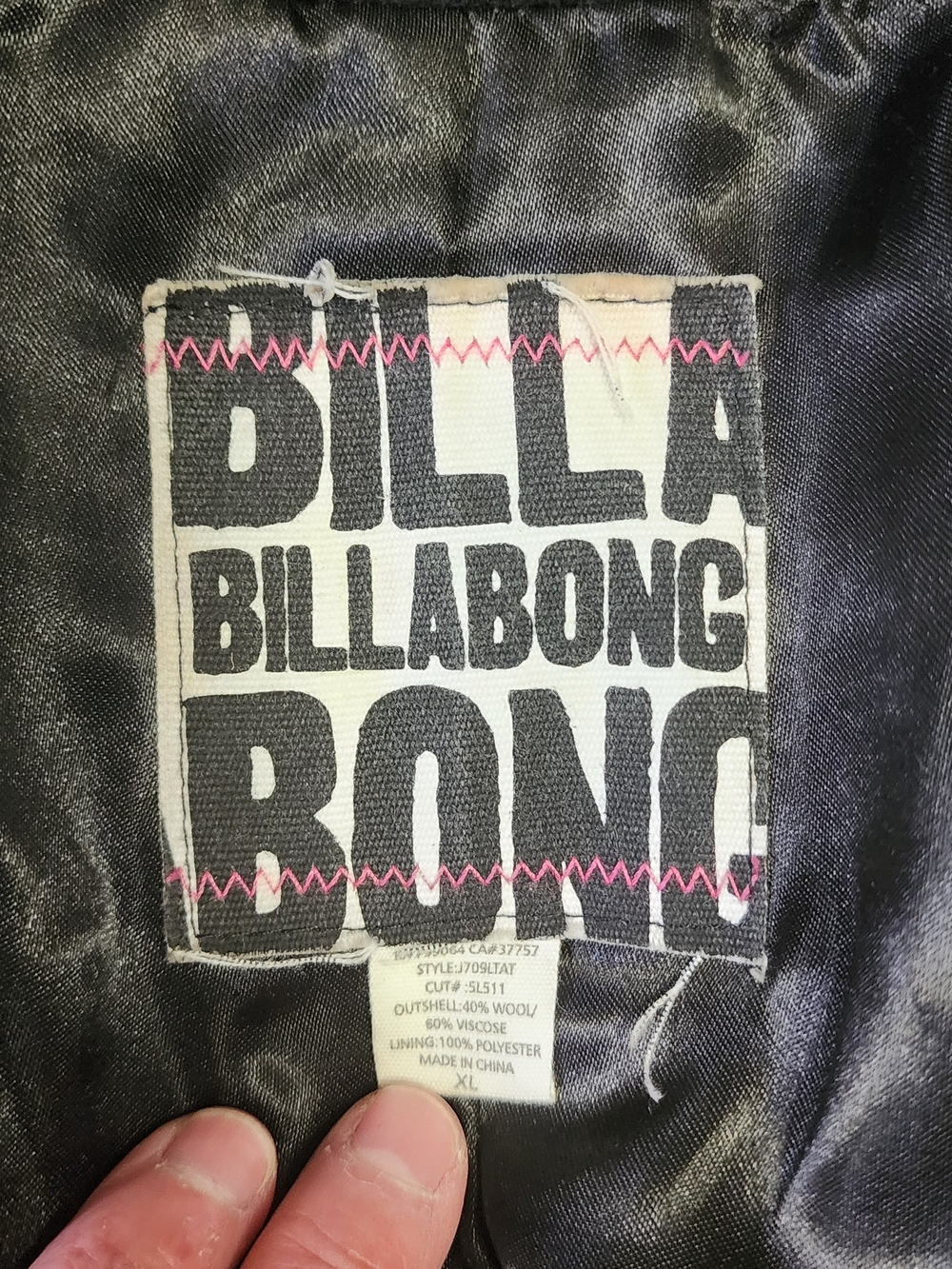 Billabong Black and Gray Plaid Double-Breasted Pea Coat - Picture 4 of 7